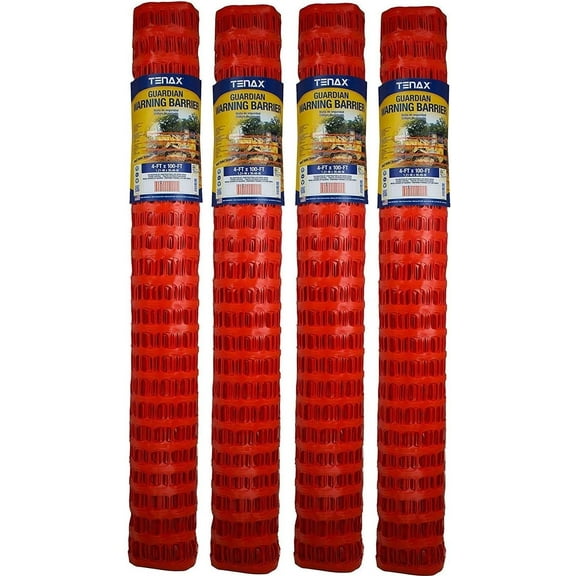 Tenax 2A060006 Guardian Economy Safety Fence, Orange, 4-Feet by 100-Feet Pack of 4