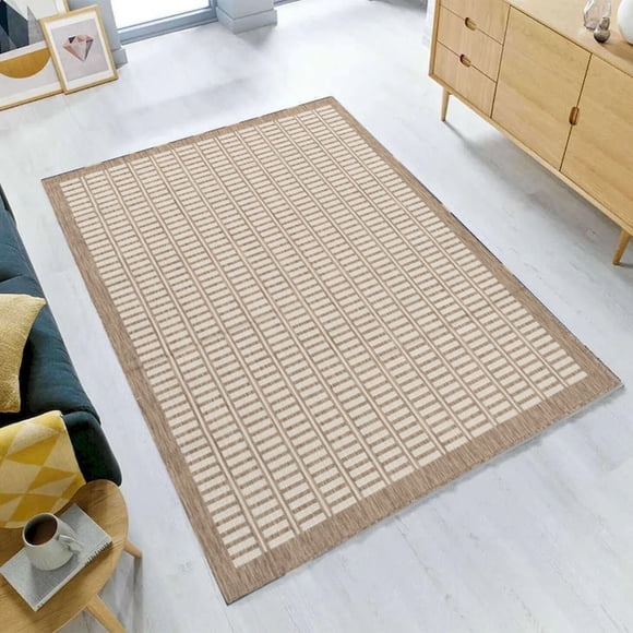 Cabana Indoor Outdoor Sand Rectangles Rug 5'3"X7'