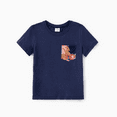 thumbnail image 2 of PatPat Family Matching Sets Deep Blue Tee or Cross Strap Pink Floral High-Low Ruffle Hem Dress, 2 of 4