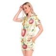 thumbnail image 2 of Women Silk Pajama Sets Causal Outings Fashion Bears Apple Delight Pattern Home, 2 of 7
