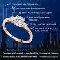 thumbnail image 2 of Gem Stone King 10K Rose Gold White  Moissanite White Created Sapphire and White Diamond Accent 3-Stone Engagement Ring for Women (0.94 Cttw, Round 6MM, Gemstone Birthstone, Size 5), 2 of 6