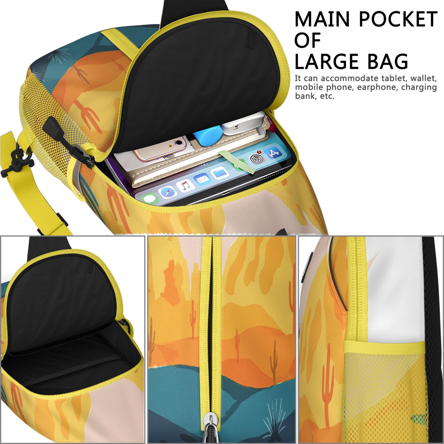 Sling Backpack Small BackpackTravel Sling Bag for Men Women Travelers Cactus Desert
