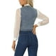 thumbnail image 3 of INSPIRAR CHIC Chaleco de Mezclilla para Mujeres Cuello en V Abotonado Casual Talla XS Azul Polvoriento, 3 of 6