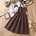 thumbnail image 2 of ZXLBBD Girls' Elegant Summer Polka Dot High Waist Sleeveless Dress with Long Sleeve Cardigan Fashion Party Wedding Clothing Sets,Brown,Size 10 Y-11 Y, 2 of 7