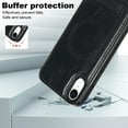 thumbnail image 5 of for iPhone XR PU Leather Back Case, Built-in Invisible Stand [Compatible with Magsafe] Protective Slim Kickstand Anti-fall Phone Cover Compatible with iPhone XR, Black, 5 of 8