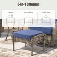 thumbnail image 3 of Arnahaishe Outdoor Ottoman Set of 2, All-Weather Wicker Patio Rattan Seat Foot Rest with Removable Cushions, Blue, 3 of 7