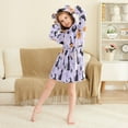 thumbnail image 3 of FORMRS Niños Bathrobe Unisex Hooded Robe Soft Plush Pajamas Sleepwear, Size 10-12T, Purple Halloween Pumpkin, 3 of 7