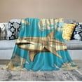 thumbnail image 2 of JRXY  Shark Throw Blanket for Couch or Bedroom Nature Retro Watercolor Flannel Blanket for Unisex Adult Kid, Soft Lightweight and Fuzzy Ocean Animal Blanket White, 2 of 6