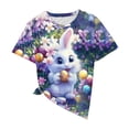 thumbnail image 4 of Mifsaly Easter Shirts for Women Short Sleeve Crewneck T-Shirt Realistic Easter Rabbit Floral Print Summer Graphic Tee Top Casual Holiday Shirt XL, 4 of 5