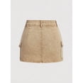 thumbnail image 6 of Womens Light Grey Washed Denim Mini Skirt With Cargo Flap Pockets, 6 of 30