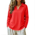 thumbnail image 5 of Women's Tops, Tees & Blouses Three Quarter Sleeve Plus Size Button Down Loose Casual Blouse Cute Summer Tops, 5 of 6