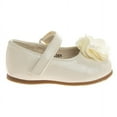 thumbnail image 2 of Josmo Infant Girls Hook and Loop Faux Leather Flat Heel Dress Shoes with Flower Ornament, Beige Patent, Size: 5, 2 of 8