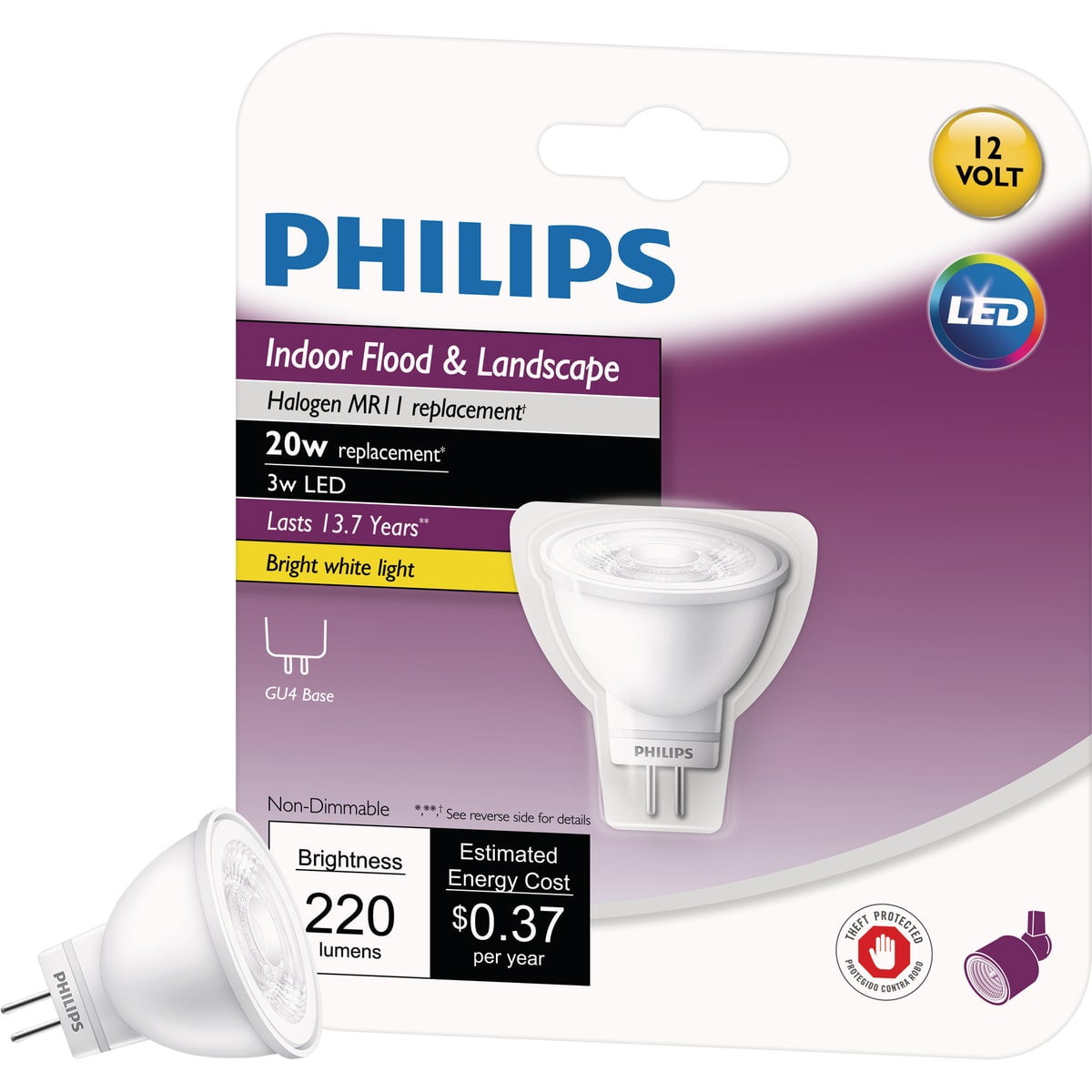 Smuk kvinde Anerkendelse rod Philips 20W Equivalent Bright White MR11 Bi-Pin LED Floodlight Light Bulb  567206 - Walmart.com