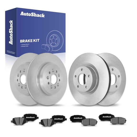 AutoShack Front Vented & Rear Solid Brake Rotors   Ceramic Pads 12-PC Brake Kit Replacement for 2011-2014 Ford Edge 2011-2015 Lincoln MKX