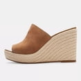 thumbnail image 2 of FSJ Women Simple Round Open Toe Platform Wedge Heel Espadrille Slip On Sandal Summer Casual Mules Outdoor Dressy Shoes Size 14 Brown, 2 of 4