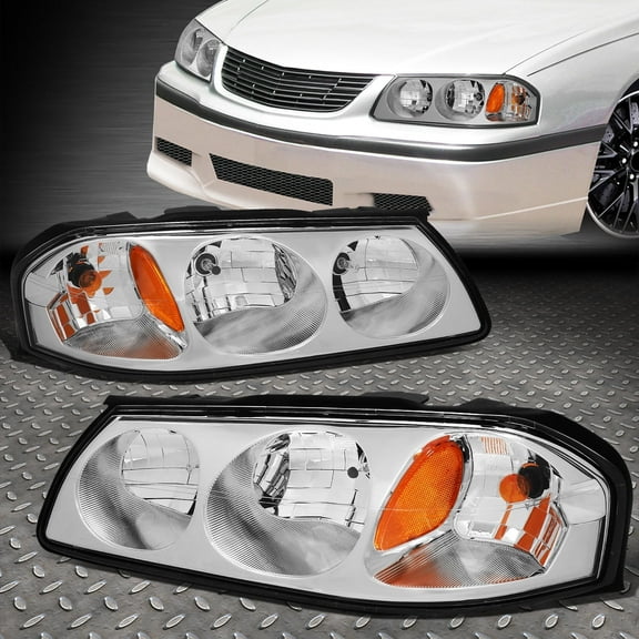 NUVISION for 00-05 Chevy Impala Chrome Housing Amber Corner Headlight Replacement Lamps