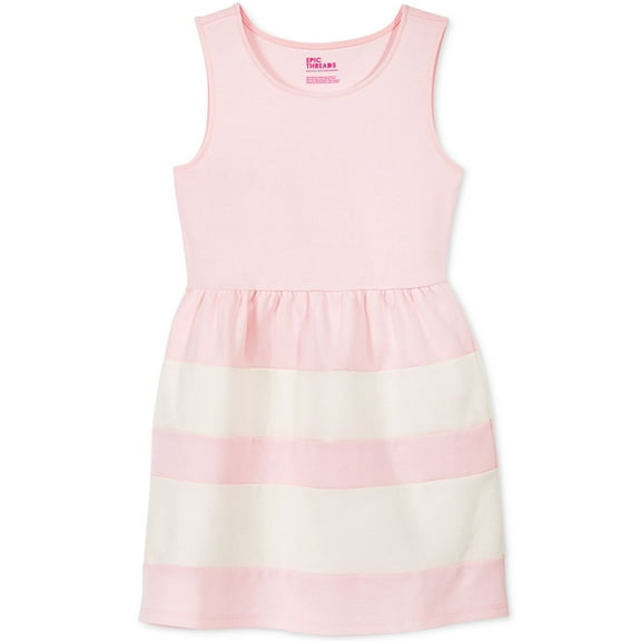 Epic Threads Girls Striped Dress (XLarge, Light Pink)