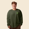 thumbnail image 3 of Dalix Alien Embroidered Cotton Classic Fit Long Sleeve Crewneck Tee Shirt Mens in Military Green 3XL XXX-Large, 3 of 5