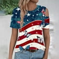 thumbnail image 7 of SELONE Womens Patriotic T Shirts Independence Day Womens Tops Dressy Casual Fashion Female Round Neck Loose T Shirt Tops Plus Size Patriotic Clothing Perfect for Independence Day Dark Blue XL, 7 of 7