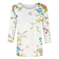 thumbnail image 3 of HLKJKLS Long Sleeve Shirts For Women 3/4 Sleeve Spring Print Round Neck Loose T Shirt Fashion Polyester Spandex Casual White S-3Xl, 3 of 7