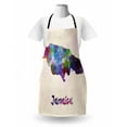 thumbnail image 3 of Jamaican Apron, Abstract Watercolor Map of Jamaica Psychedelic Inspirations Country Brush Effect, Unisex Kitchen Bib with Adjustable Neck for Cooking Gardening, Adult Size, Multicolor, by Ambesonne, 3 of 4