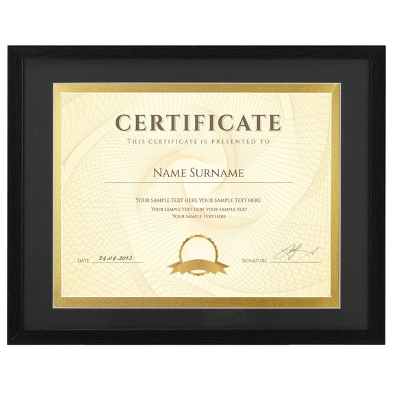 8.5 x 11 Document Certificate Frame, 11x14 Frame Matted to 8.5x11 Certificate Document Award Degree with Mat, Wall and Tabletop Display