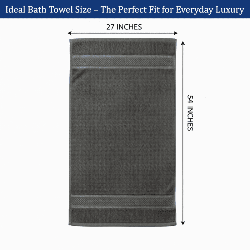 SKY BEDDINGS Premium 4-Piece Bath Towel Set - 600 GSM 100% Cotton, Soft, Lightweight & Highly Absorbent Towels for Bathroom, Perfect for Daily Uses - 27 x 54 Inches - Dark Grey