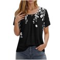 thumbnail image 1 of Camisetas de Cuello Redondo Impreso Gradiente de las Mujeres, Manga Corta Casual Top para el Uso Diario, 1 of 7