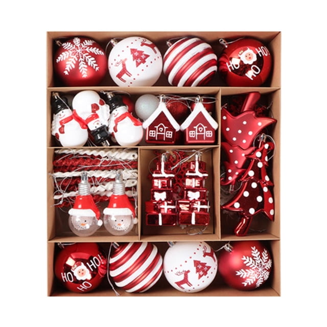 Juego de 70 adornos de bolas de Navidad, adornos colgantes para de Navidad, gotas colgantes de decoración navideña para festival, corona, porche Estilo C