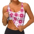 thumbnail image 3 of Fotbe Plaid Heart Sujetador Deportivo Largo sin Aros para Mujer con Almohadillas y Soporte Medio, Transpirable y Absorbente, Camiseta Tipo Chaleco o Tank Top-Large, 3 of 8