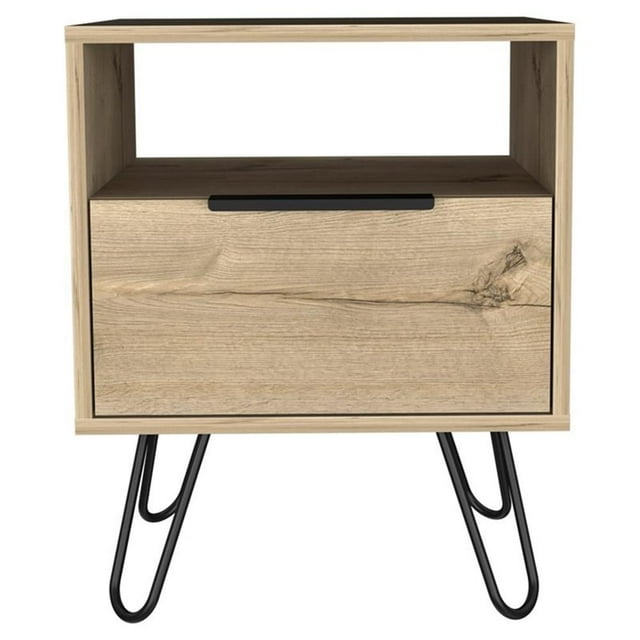 Atlin Designs Modern Metal Night Stand with Two Shelves in Black