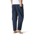 thumbnail image 2 of Men's Cotton Linen Pants Drawstring Casual Cropped Trousers Lightweight Loose Beach Yoga Pants with Pockets Navy XL, 2 of 5