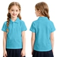 thumbnail image 3 of Polo Shirts for Children Short Sleeve Collared Shirt Loose Fit 2 Buttons Golf Tshirts for Unisex Casual Versatile Summer Top Sky Blue 120, 3 of 3