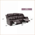 thumbnail image 3 of Reclining Sofa – Classic 85"W Dark Brown | PU Upholstery | Handle Release | Channel Tufting, 3 of 6