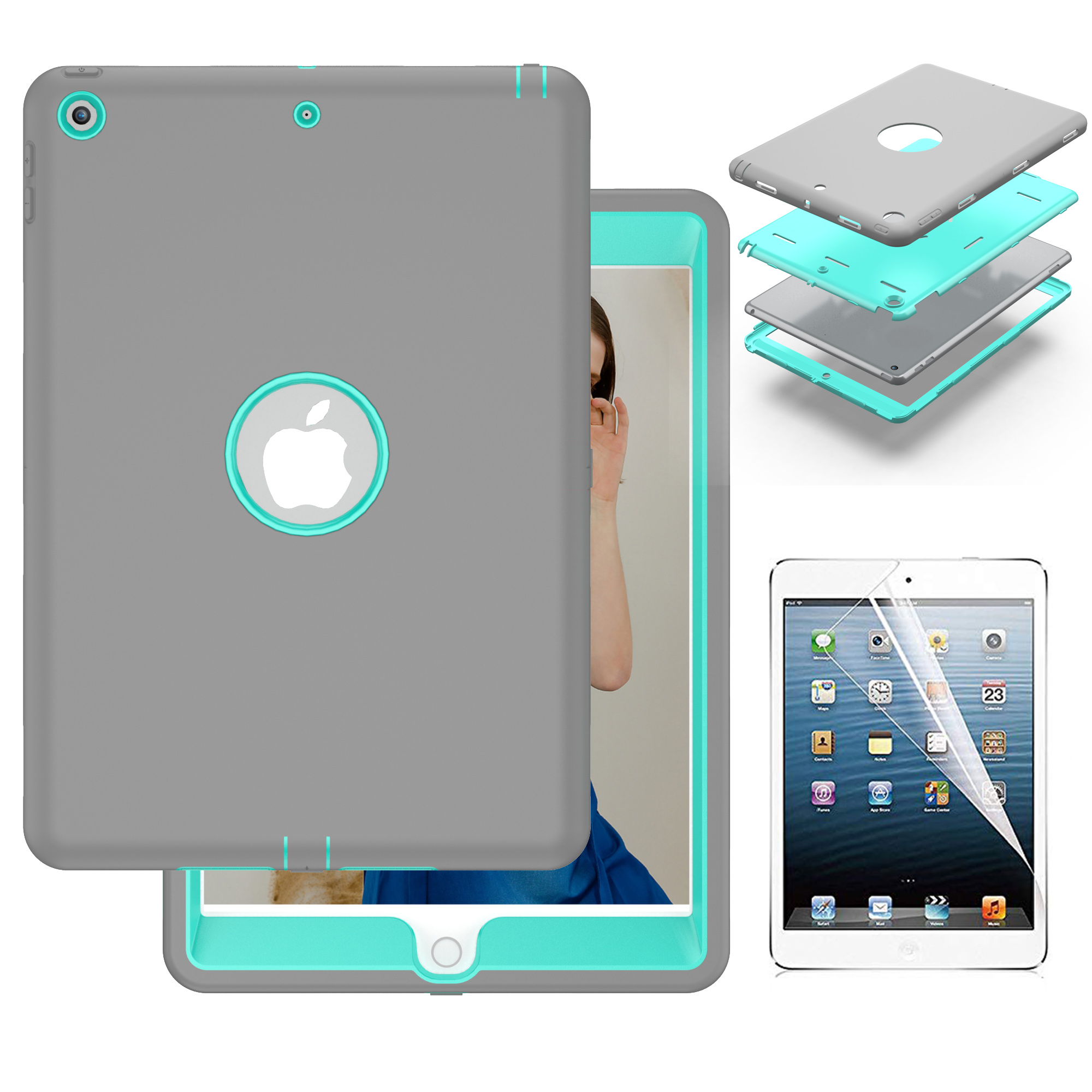 iPad 10.2 Shockproof Case with Soft PET Screen Protector, Dteck Heavy