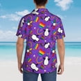 thumbnail image 4 of Rateoe Rainbow Lgbt Penguin Pattern Men’s Hawaiian Shirt – Short Sleeve Button-Down Tropical Beach Shirt, Lightweight & Breathable Casual Aloha Shirt with Pocket,XX-Large, 4 of 7