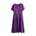 thumbnail image 5 of GUACER Summer Dresses for Women Trendy Short Sleeve Crewneck Embroidery with Pockets Casual Loose Midi Dresses, 5 of 8