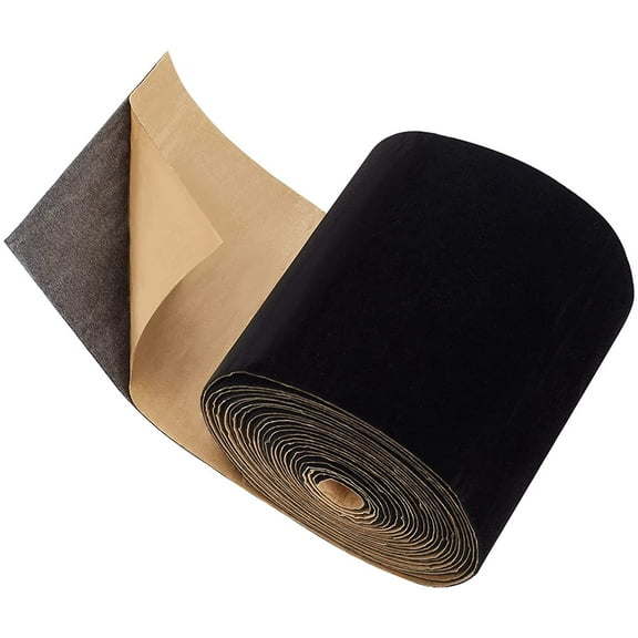 4"x314" Self Adhesive Velvet Fabric Roll Velvet Contact Paper for Jewelry Drawer Box Decoration DIY Costume and Craft Making (0.5mm Thick Black)