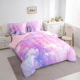 thumbnail image 3 of Homewish Watercolor Splatter Ink 7pcs Bedding Comforter Set,Ink Painting Queen Bedding Sets,Pink Purple Ombre Queen Sheet Sets For Girls Kids,Super Cozy Room Decor Reversible, 3 of 8