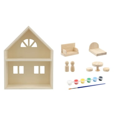 Creatology Wood House Kit, Wood, White, 9.3" x 7" x 2.5", 15 Count