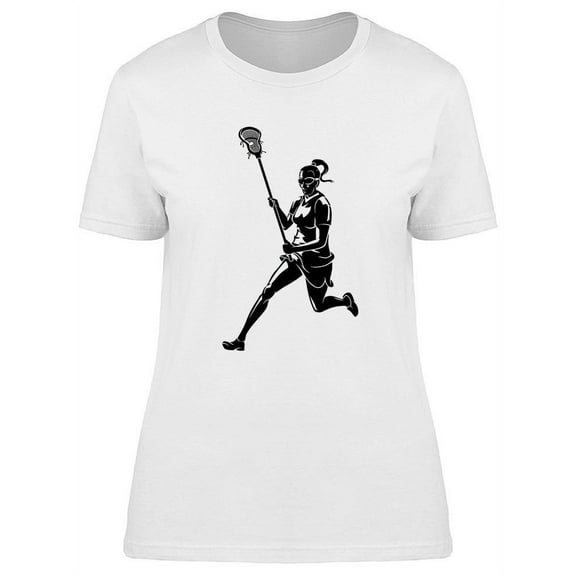 Lacrosse Woman Silhouette T-Shirt Women -Image by Shutterstock, Female Medium