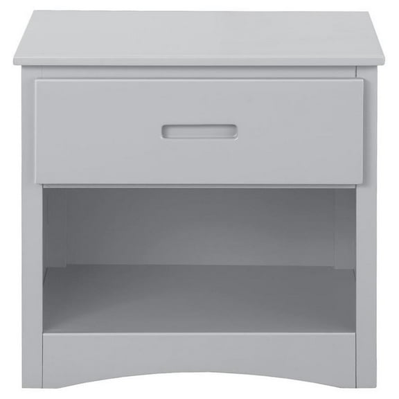 Pemberly Row 1-Drawer and 1-Shelf Transitional Wood Nightstand in Gray