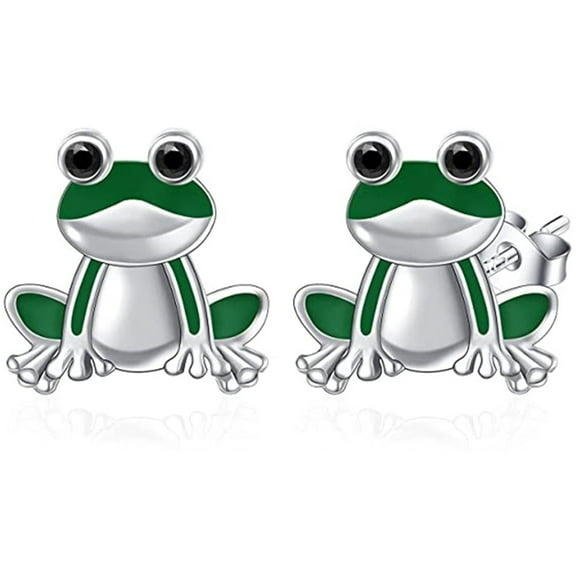 ICTPTOSL Frog Earrings Sterling Silver Stud Earrings, Cute Earrings Jewelry Gift for Women