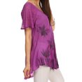thumbnail image 3 of Sakkas Albina Island Relaxed Fit Embroidery Cap Sleeves Blouse / Top - Dark Purple - One Size, 3 of 5