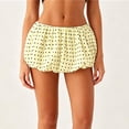 thumbnail image 5 of Hduncf Women's Y2K Polka Dots Bubble Mini Skirts Elastic Low Waist Puff Short Skirt Cute Teen A-Line Skirt Going Out Shorts Pants Yellow M, 5 of 6