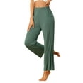 thumbnail image 4 of Pantalones de pijama de algodón para mujer INSPIRE CHIC con cintura elástica, sueltos, pantalones de lounge con bolsillos, pantalones de sudor M Verde, 4 of 6