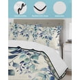 thumbnail image 4 of Blue Teal Eucalyptus Leaves Summer Quilt Set Full Size,Soft Quilted Bedding Set with 2 Pillow Shams,Watercolor Vintage Botanical Lightweight All Season Bedspread Coverlet for Bedroom 78"x90", 4 of 6