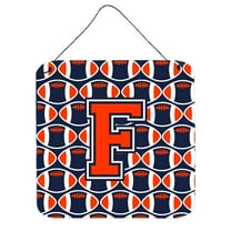 Letter F Football Orange Blue and white Wall or Door Hanging Prints