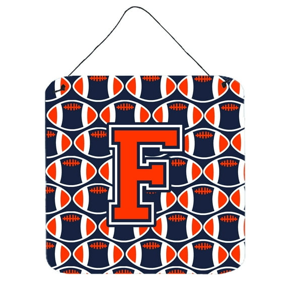 Letter F Football Orange Blue and white Wall or Door Hanging Prints