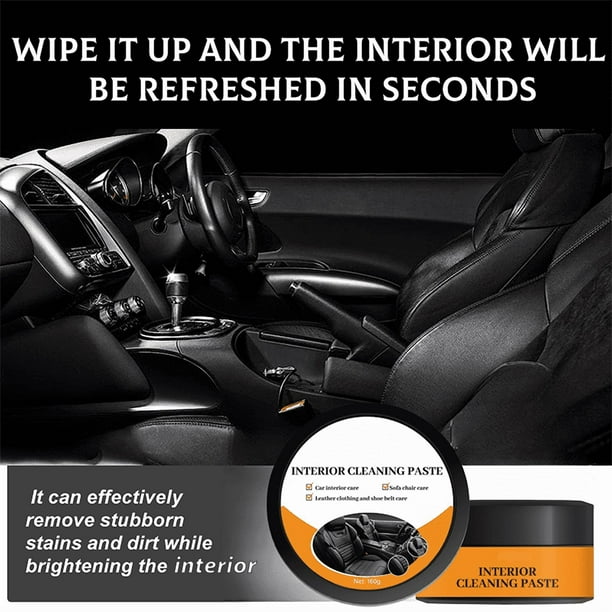 Crema limpiadora para interiores de coche 160 g Pasta de cuidado multifuncional para asientos, puertas y consola central Limpia, cuida y protege superficies de cuero Crema para el cuidado del cuero